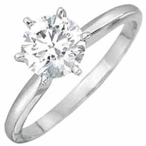 14K White Gold Solitaire Diamond Ring