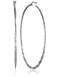 Sterling Silver Hammered Hoop Earrings (2.1" Diameter)