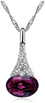 DDU(TM) 1Pcs Purple- Stylish Artificial Rhinestone Diamond Crystal Pendant Chain Necklace Ornaments Accessories
