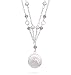 16+2 Extension Double Strand Crystal and Cultured Freshwater Pearl Necklace with Bezel Coin Pearl