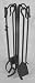 COLONIAL Fireplace Hearth Woodstove Tool Set with OPEN STAND & TWISTS - BLACK Image