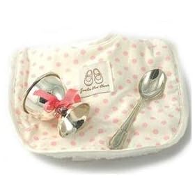Trousseau Egg Spoon And Bib Set - Pink