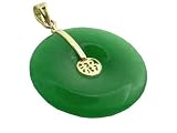 Green Jade Luck Moon Pendant, 14k Gold