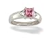 14K White Gold Genuine Square Pink Tourmaline and Diamond Ring