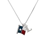 Texas Flag - Lone Star Capital -L- Initial Necklace