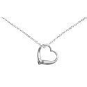 Sterling Silver Small Open Heart On Cable Chain 18in Necklace