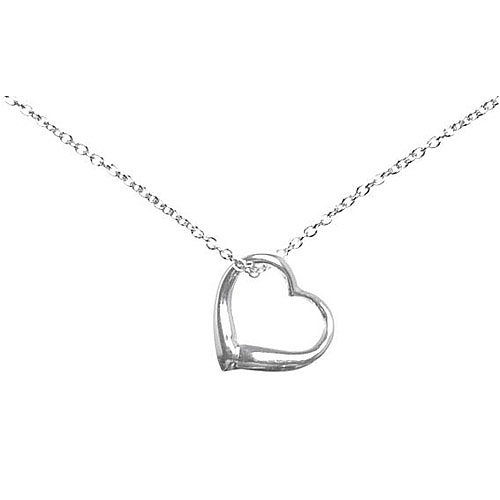 Sterling Silver Small Open Heart On Cable Chain 18in Necklace
