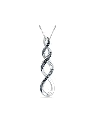 Black Diamond Infinity Pendant Necklace in Sterling Silver with Chain