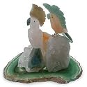Citrine and agate sculpture, 'Cockatoo Love' 5" W 4" L