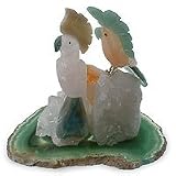 Citrine and agate sculpture, 'Cockatoo Love' 5 W 4 L