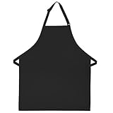 Fiumara Apparel Bib Apron - Black with Adjustable Neck Strap 28"L X 24" W - Made in USA