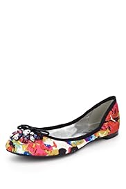 Jewel Embellished Abstract Print Bow Pumps