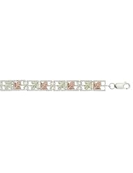 Womens Sterling Silver Etruscan Style Black Hills Gold Motif Bracelet, 7.25"