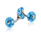 Blue Millefiore Venetian Glass Double-sided Silver Cufflinks From Mura...