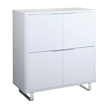MODERN WHITE HIGH GLOSS CONTEMPORARY 'ACCENT' 4 DOOR STORAGE UNIT / SIDEBOARD ~ BY LPD