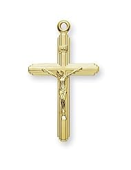 Crucifix Pendant, 14 Karat Gold Over Sterling Silver with Chain