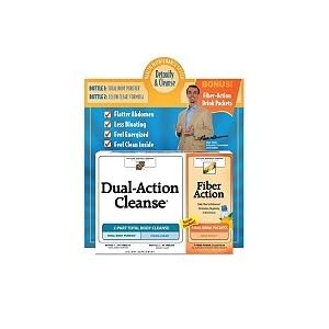 Dual Action Cleanse w/ Digestion Optimizer -210 ct.This two part program detoxifies and cleanses your digestive system providing a flatter abdomen, less bloating, and a light, clean feeling. As seen on TV. Club pack with free Digestive Helper liquid soft-gel.