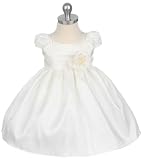 New Taffeta Capp Sleeve Flower Girl or Christening Dress Sz 6M to 24M (White or Ivory)