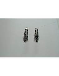 STERLING SILVER GRADUATED OMBRE HEMITITE HOOP EARRINGS