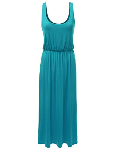 NINEXIS Women's Sleeveless Gathered Elastic Waist Maxi Dress (S-3XL / 18 Colors)
