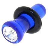 6 Gauge Blue UV Single Flare Acrylic Cubic Zirconia Plug
