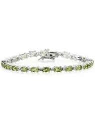 14k White Gold Diamond and Peridot Bracelet