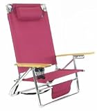 Platinum Titan 5 position Lay Flat Aluminum Beach Chair - Bugundy