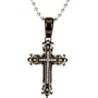 Mens Stainless Steel Diamond Cross with 30 Inch Bead Chain 1/8ct by Black & Blue Jewelry Co NYC (25 I2-I3 IJ Round Diamonds)