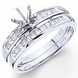 14Kt White Gold Diamond Wedding Ring Set, Semi-Mount Setting