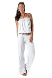 Alki'i Full length one-piece Rompers Jumpsuit with elastic bust and waist - White