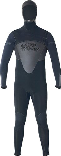 Hyperflex Wetsuits Men's Flow 5/4/3mm Hooded Front Zip Full Suit,Black/Black,Medium Long On Sale