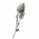 Unique Sterling Silver Rose and Leaf Filigree Pin