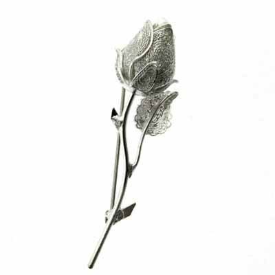 Childrens Toyshop  Jewelry : Unique Sterling Silver Rose and Leaf Filigree Pin