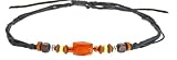 Surf Surfer Corded Necklace / Choker With Wooden Beads & Ornate Centre Bead - Fully Adjustable - A