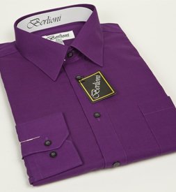 Elegant Men's Button Down Purple Dress Shirt