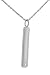 Sterling Silver Polished Column CZ Accented Necklace with Chain