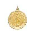 Miraculous Round Medal 14K Yellow Gold 20.5mm with 18 inch necklace