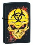 Zippo Custom Lighter - Biohazzard Hazardous Death Skull, RARE!!