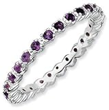Genuine IceCarats Designer Jewelry Gift Sterling Silver Stackable Expressions Amethyst Ring Size 5.00