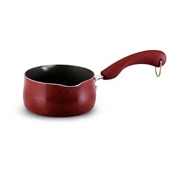 Paula Deen 1 Quart Porcelain Open Saucepan with Spouts, Red