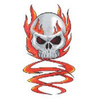 Flaming Skull 3 Temporary Tattoo 2.5x3.5