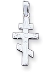 14k Gold White Gold Eastern Orthodox Cross Charm
