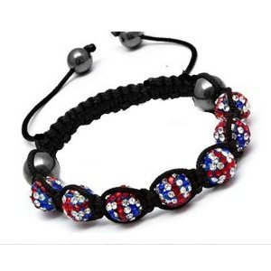 Bracelet Style Shamballa Unisexe Cristal Drapeau Anglais Uk Angleterre Union Jack