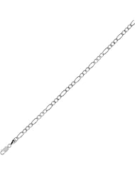 sterling silver rhodium plated 16" 3.7mm polish diamond cut figaro chain with lobster clasp 16 inches long