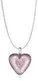 Silver Ladies P3118-Prp Purple Varnished Glass Heart Murano Glass Pendant