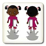 Florene Childrens Art II - African American Little Girls - Light Switch Covers - double toggle switch