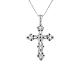 Black Diamond Cross Pendant 1/3 Carat (ctw) in Sterling Silver with Chain