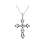 Black Diamond Cross Pendant 1/3 Carat (ctw) in Sterling Silver with Chain