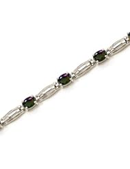 14K White Gold Oval Mystic Topaz Bracelet
