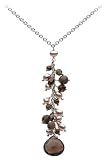 Kit Heath Sterling Silver 90GASQ Ladies Y Necklet with Cluster of Smokey Quartz Beads & Fresh Water Pearls